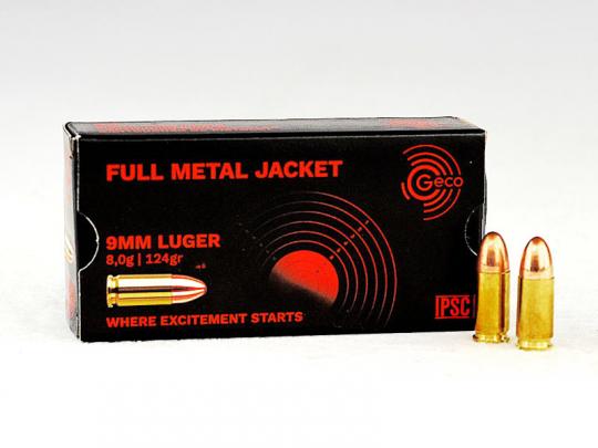 GECO 9 mm Luger, FMJ-Rundkopf 124 grs 20 Packungen (1.000 Schuss á 0,309 €*)