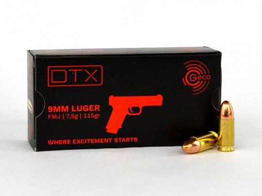 GECO 9 mm Luger, FMJ DTX 115 grs 1 Packung (50 Schuss á 0,37 €*)