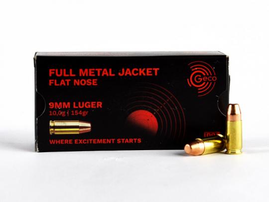 GECO 9 mm Luger, FMJ-Flachkopf 154 grs 1 Packung (50 Schuss á 0,498 €*)