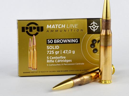 PPU .50 BMG (12,7 x 99) Match Line, 725 grs 1 Packung (5 Schuss á 10,96 €*)