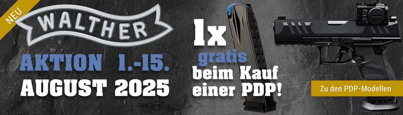 WALTHER PDP Aktion vom 1. bis 15. August 2025 - 1 Magazin gratis dazu, beim Kauf einer PDP